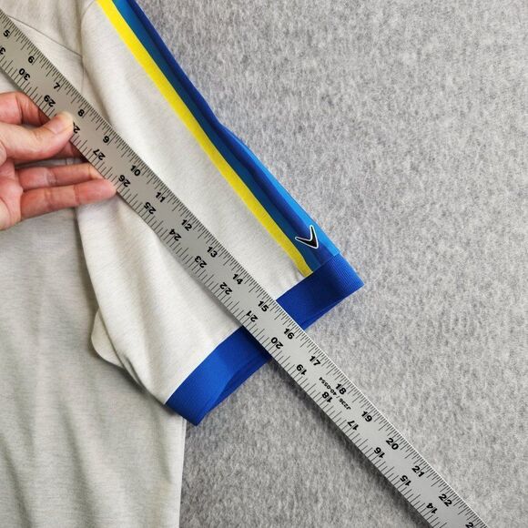 Callaway Shirt Mens Large White Striped Sleeves Opti Dri Wicking Golf Golfing - Picture 9 of 13